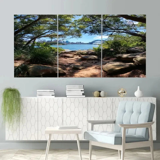 3pcs Sydney Harbour National Park Australia Wall Art Set Canvas Framed 40x60cm - High Quality Print 100% Australian Made Wall Canvas Ready to Hang