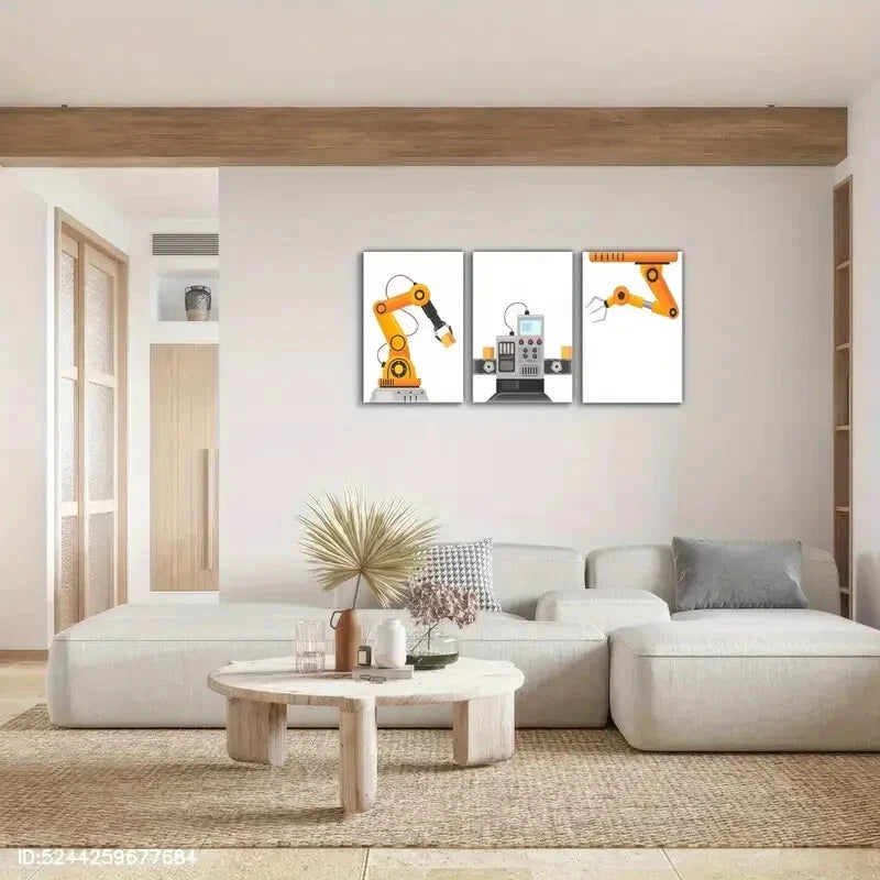 3pcs Engineering Machinery Mechanical Arms Posters Metal Print Ready to Hang Art