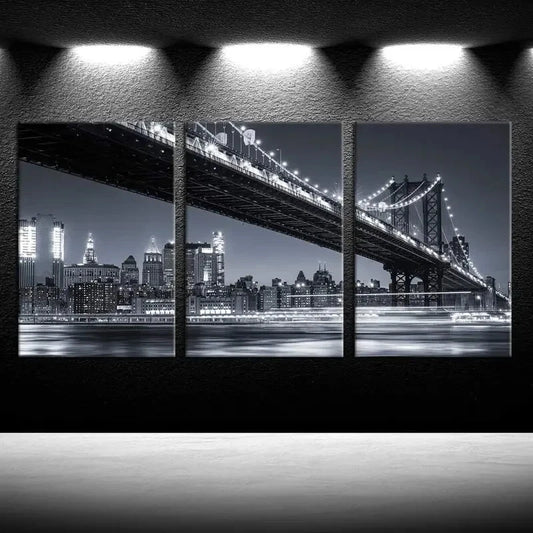 3pcs Modern Black and White New York City Metal Print Ready to Hang Art