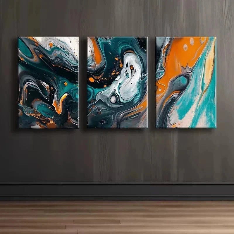 3pcs Abstract Modern Design Metal Print Ready to Hang Art