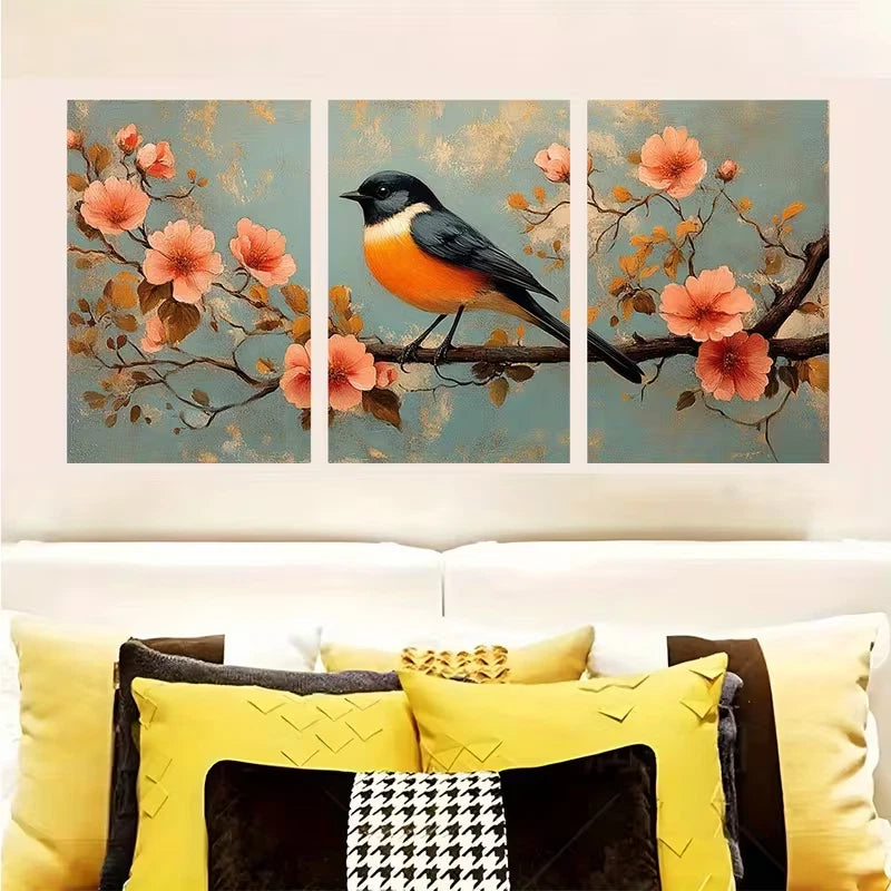 3pcs Colorful Hummingbirds & Peonies Metal Print Ready to Hang Art