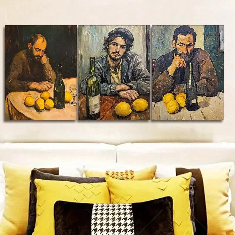 3pcs Drunk man  Wall Art Set Canvas Framed 50x70cm - High Quality Print 100% Australian Made Wall Canvas Ready to Hang