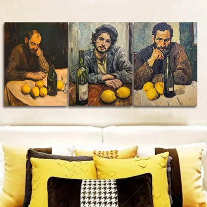 3pcs Drunk man  Wall Art Set Canvas Framed 50x70cm - High Quality Print 100% Australian Made Wall Canvas Ready to Hang