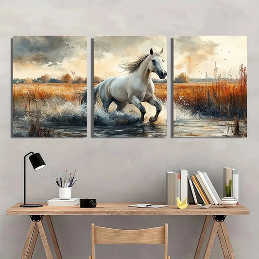 3pcs Husky Dog in Flower Field Wildflower Metal Print Ready to Hang Art