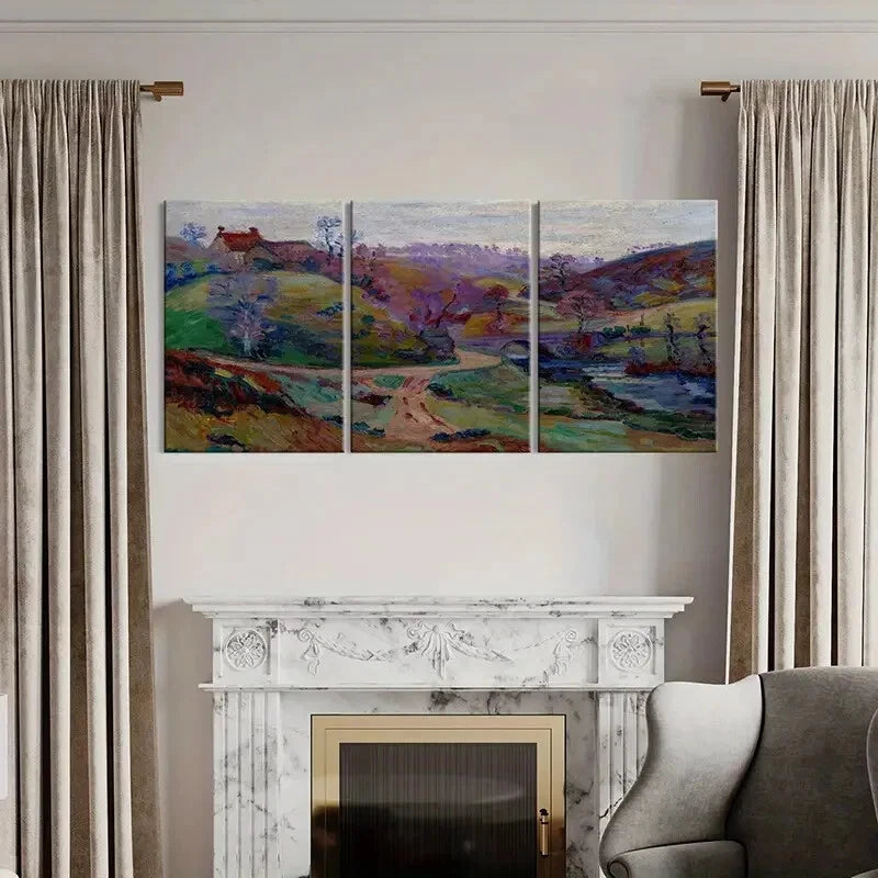 3pcs Abstract Nature Scenery Colorful Hills Metal Print Ready to Hang Art