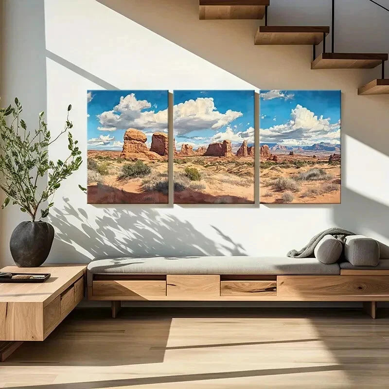 3pcs Desert Landscape Rock Modern Wall Art Metal Print Ready to Hang Art