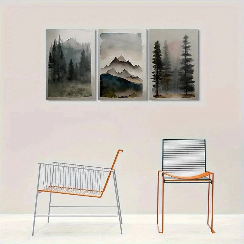 3pcs Mountain Nature Scene Painting Metal Print Ready to Hang Art