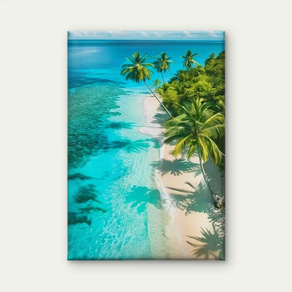Vibrant Palm Trees & Crystal Clear Water 60x90cm Metal Print Ready to Hang