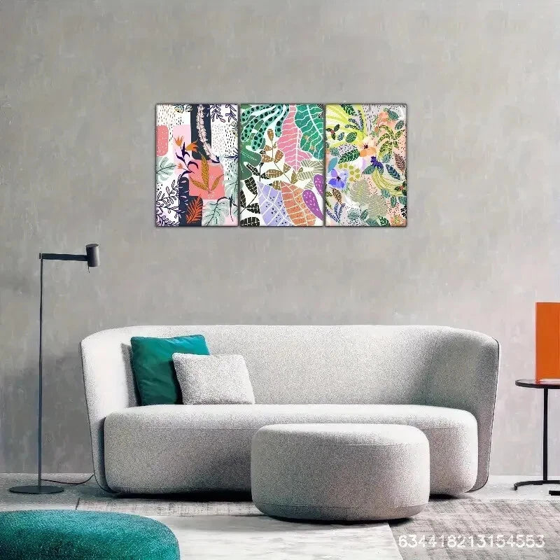 3pcs Leaves Colorful Leaves Decoration Poster Metal Print Ready to Hang Art