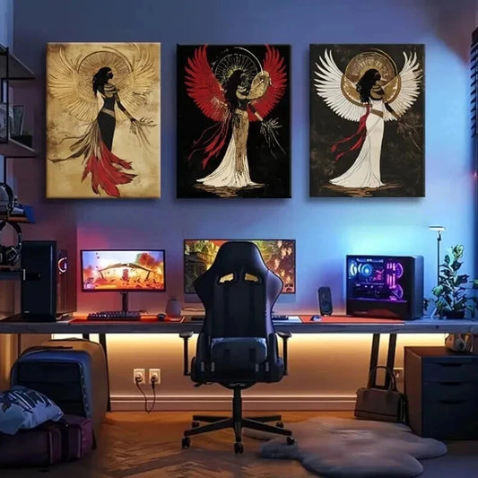 3pcs Goddess Angel Mystical Spiritual Perfect Wall Art Set Canvas Framed 40x60cm - High Quality Print 100% Australian Made Wall Canvas Ready to Hang