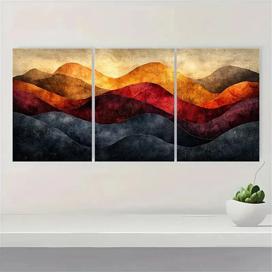 3pcs Sepia Hues White Yellow Ochre Sunlight Metal Print Ready to Hang Art