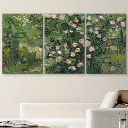 3pcs Rose garden Vincent van Gogh Canvas Framed 60x90cm - High Quality Print 100% Australian Made Wall Canvas Ready to Hang