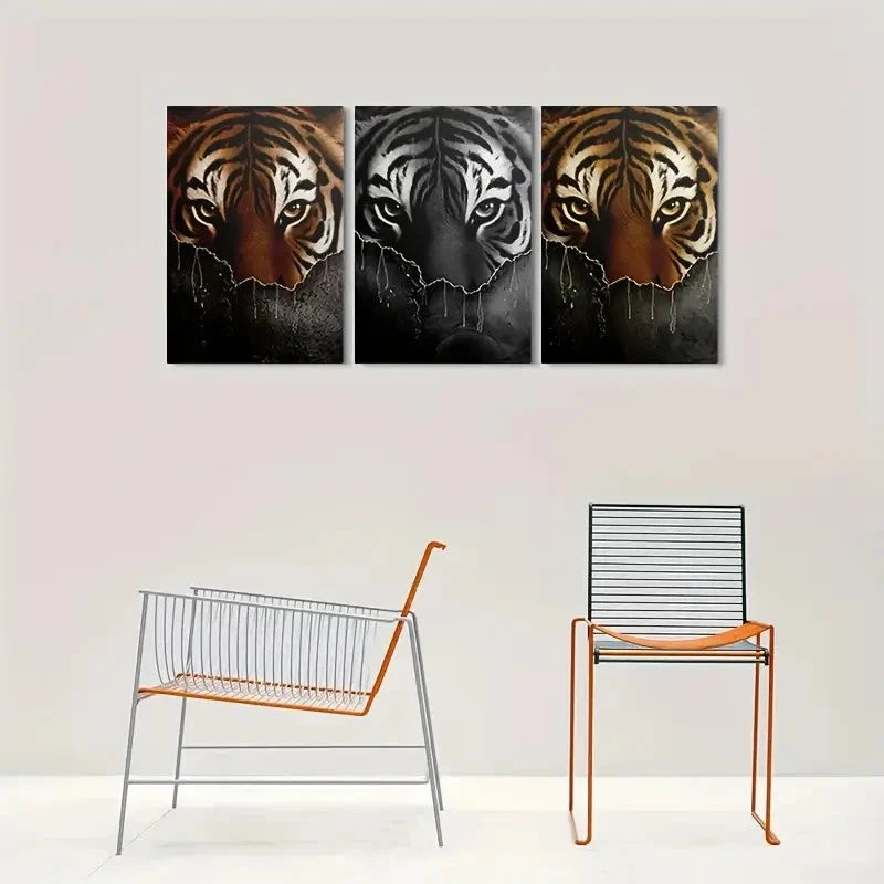 3pcs Tige Abstract Animal Painting Metal Print Ready to Hang Art