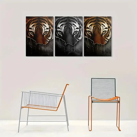3pcs Tige Abstract Animal Painting Metal Print Ready to Hang Art
