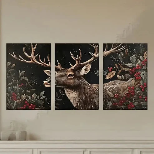 3pcs a Deer with Ant, Artist'S Wall Art Set Canvas Unframed - High Quality Print 100% Australian Made Wall Canvas