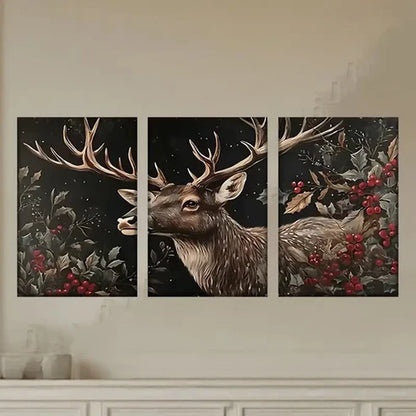 3pcs a Deer with Ant, Artist'S Wall Art Set Canvas Unframed - High Quality Print 100% Australian Made Wall Canvas