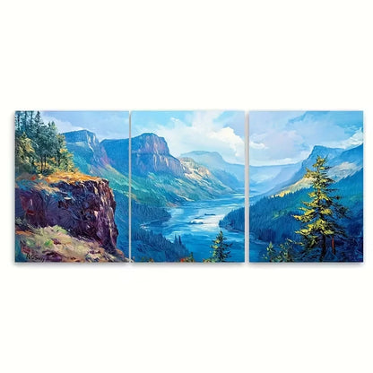 3pcs Hood River Landscape Impasto Metal Print Ready to Hang Art