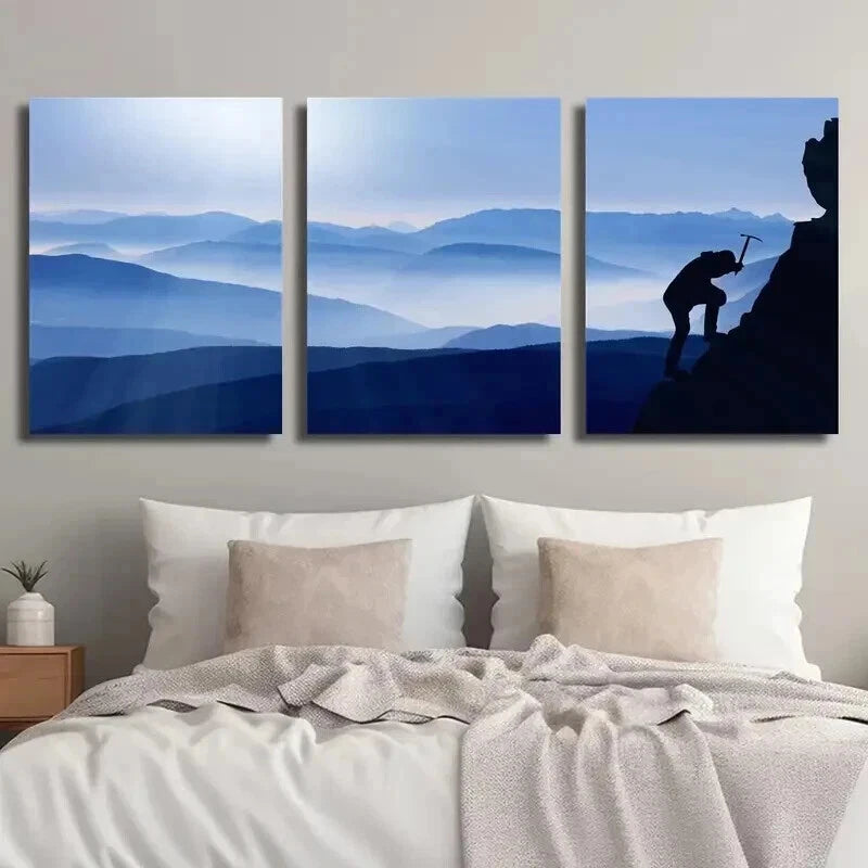 3pcs Artistic Climber Silhouette Perfect Wall Art Set Canvas Framed 40x60cm - High Quality Print 100% Australian Made Wall Canvas Ready to Hang