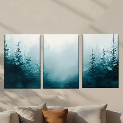 3pcs Forest Scene with Misty Blue Tree Wall Art Set Canvas Framed 40x60cm - High Quality Print 100% Australian Made Wall Canvas Ready to Hang