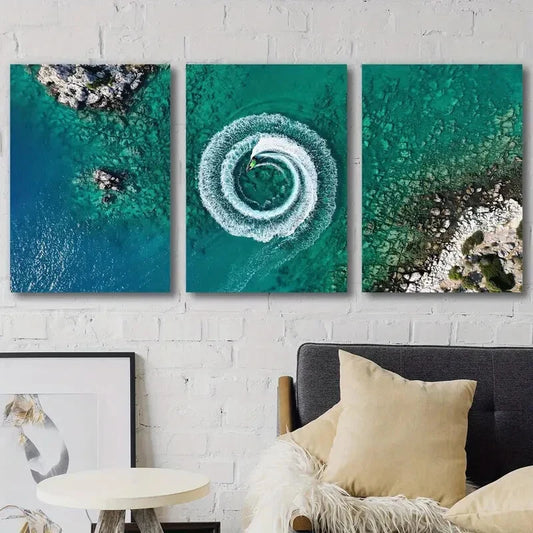 3pcs Ocean Nature Blue Scene Decor Perfect Wall Art Set Canvas Framed 40x60cm - High Quality Print 100% Australian Made Wall Canvas Ready to Hang