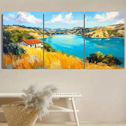 3pcs Lac Payne Lake Casitas California Wall Art Set Canvas Unframed - High Quality Print 100% Australian Made Wall Canvas