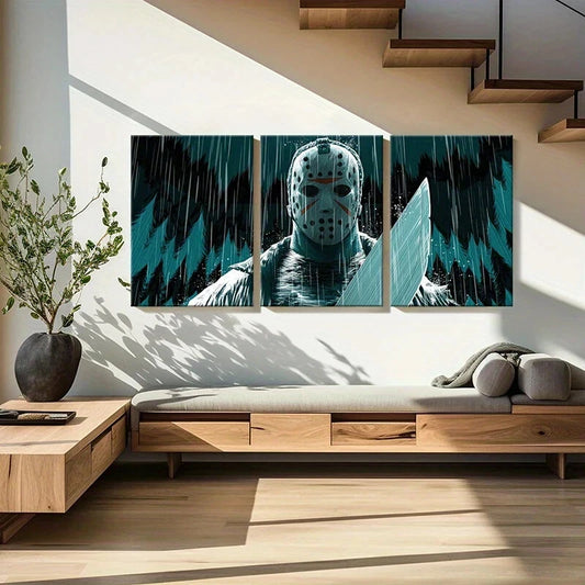 3pcs Murderer with Scary Mask Design Metal Print Ready to Hang Art