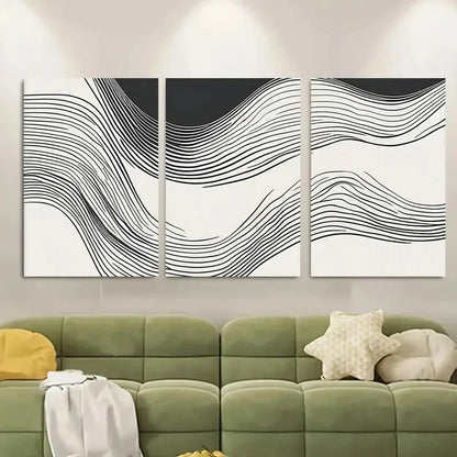 3pcs Neutral Line Drawing Minimalist Metal Print Ready to Hang Art