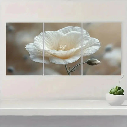 3pcs White Lisianthus Flower Gentian Plant Metal Print Ready to Hang Art