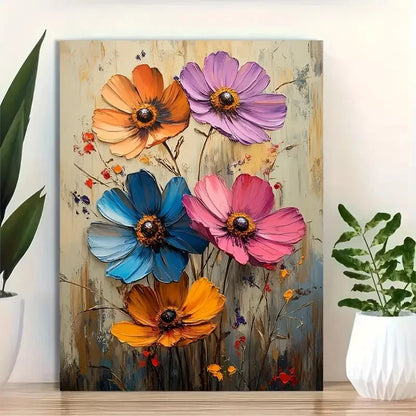 Beautiful Vibrant Flower Oil Painting 40x60cm Metal Print Ready to Hang