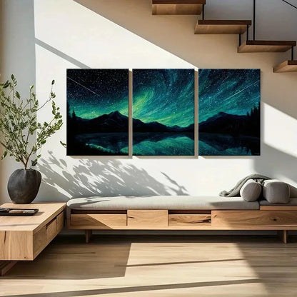 3pcs Starry Night Sky Mountain Landscape Metal Print Ready to Hang Art - Bella Home Decor