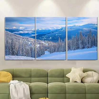 3pcs Big White Ski Resort Capturing Canada KL Wall Art Set Canvas Framed 50x70cm - High Quality Print 100% Australian Made Wall Canvas Ready to Hang