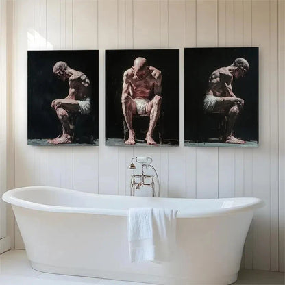 3pcs Thoughtful Man Emotional Figure Perfect Wall Art Set Canvas Framed 40x60cm - High Quality Print 100% Australian Made Wall Canvas Ready to Hang
