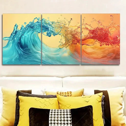 3pcs colorful waves Wall Art Set Canvas Unframed - High Quality Print 100% Australian Made Wall Canvas