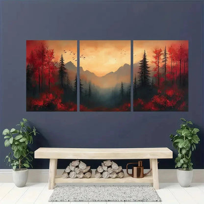 3pcs Nature-Inspired Abstract Landscape Design Metal Print Ready to Hang Art
