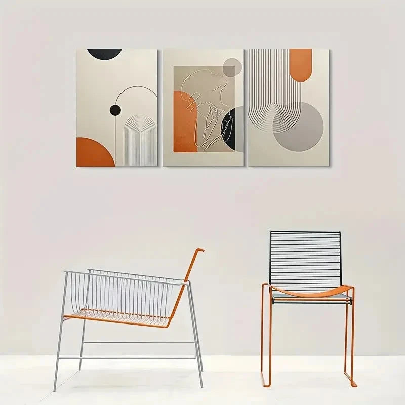 3pcs Abstract Modern Geometric Metal Print Ready to Hang Art