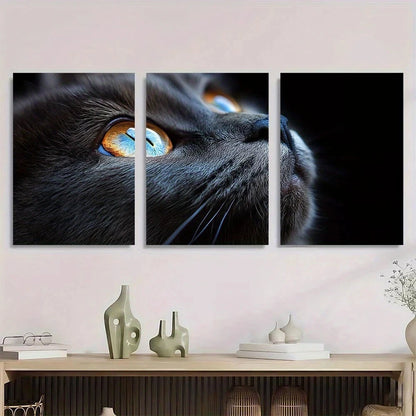 3pcs Blue Eyes Gorgeous Swirls Modern Metal Print Ready to Hang Art