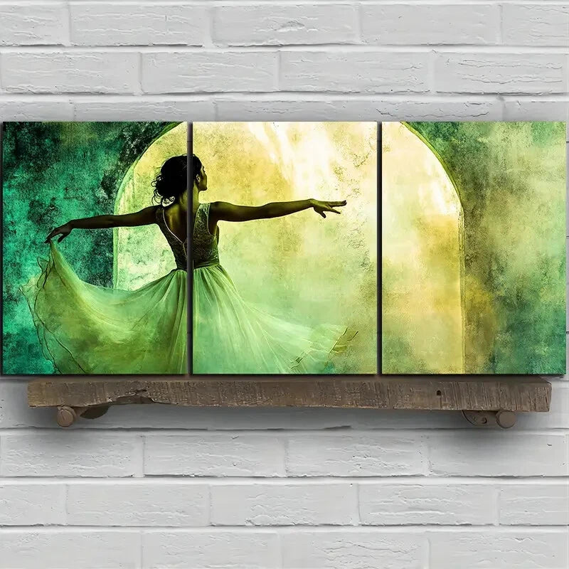 3pcs The Woman Dancing Under The Arch Metal Print Ready to Hang Art