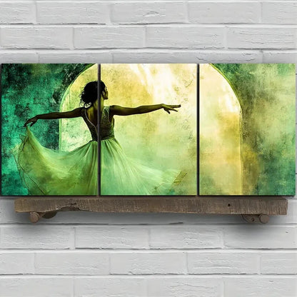 3pcs The Woman Dancing Under The Arch Metal Print Ready to Hang Art