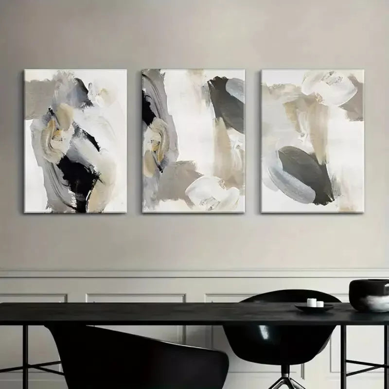 3pcs Black Beige Grey Art Canvas Framed 40x60cm - High Quality Print 100% Australian Made Wall Canvas Ready to Hang