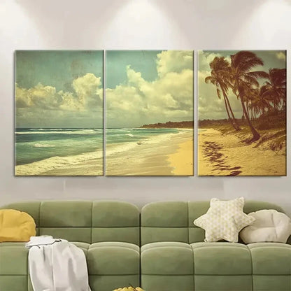 3pcs Barbados Bathsheba Beach Vintage Style Metal Print Ready to Hang Art