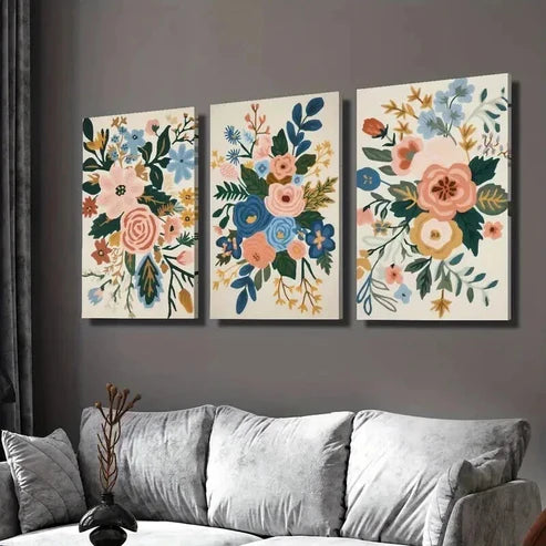 3pcs Nordic Style Flowers and Plants  Wall Art Set Canvas Unframed - High Quality Print 100% Australian Made Wall Canvas