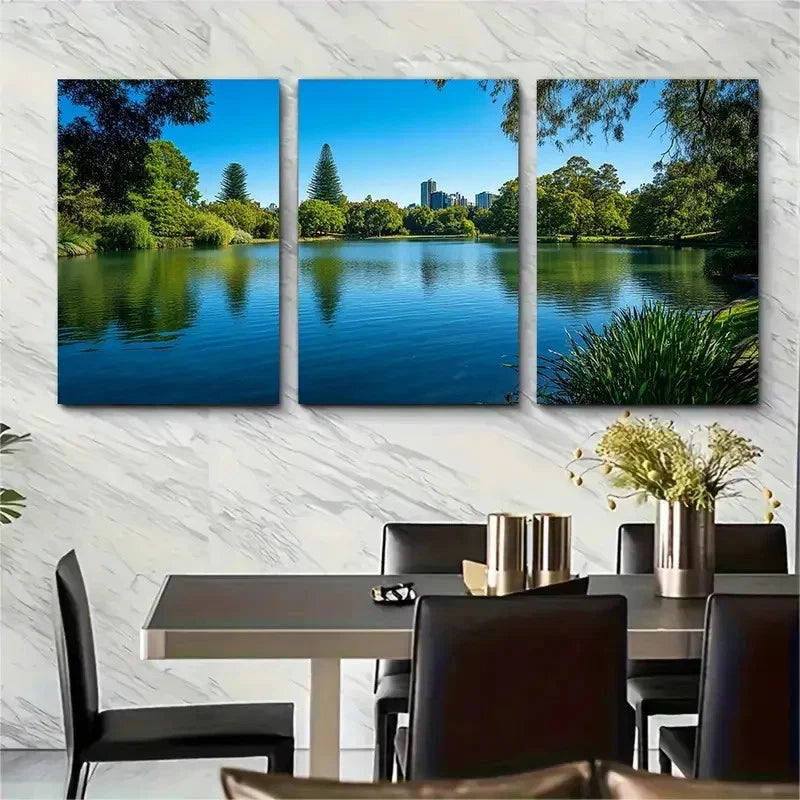 3pcs Melbourne Skyline Australian Travel Print Metal Print Ready to Hang Art