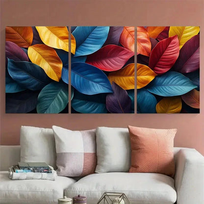 3pcs Colorful Tropical Leaves Botanical Foliage Metal Print Ready to Hang Art