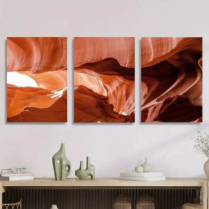 3pcs Transparent Danxia Style Cave Metal Print Ready to Hang Art
