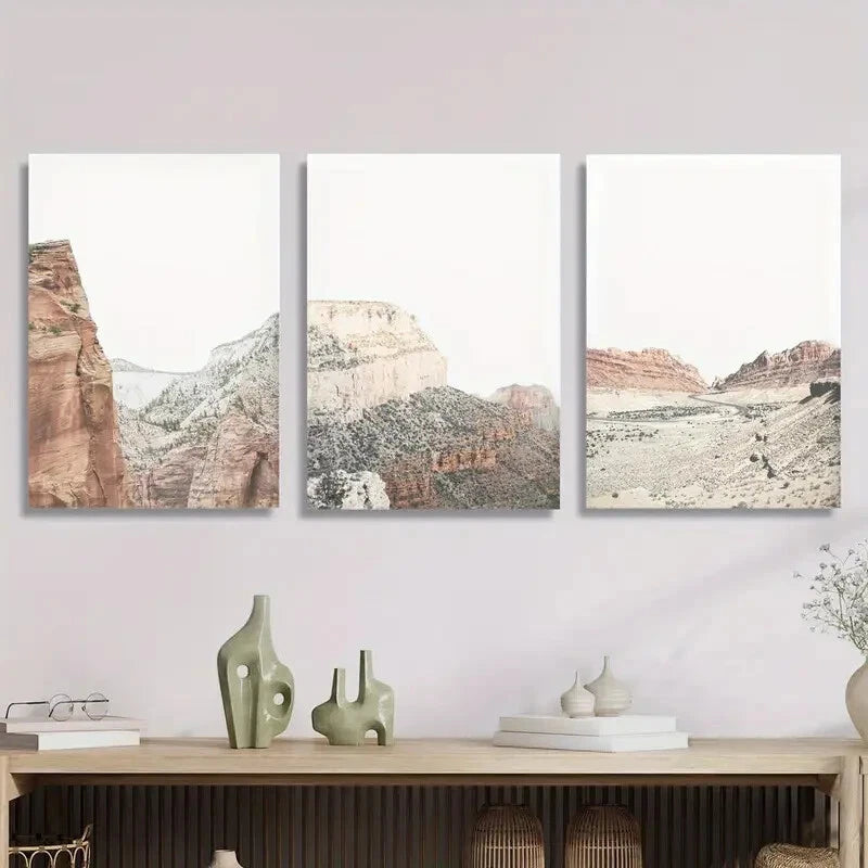 3pcs Desert Mountain Travel Poster, Metal Print Ready to Hang Art
