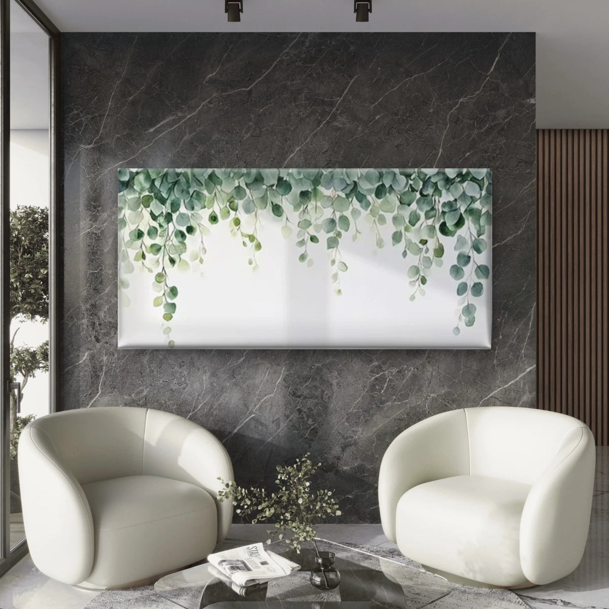 Green Leaves Botanical Wall Art Canvas Office Home Room Framed 120x60cm