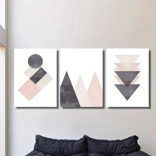 3pcs ,Geometric Decorative Paintings, Metal Print Ready to Hang Art