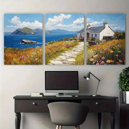 3pcs Ring of Kerry Ireland Countryside House Metal Print Ready to Hang Art
