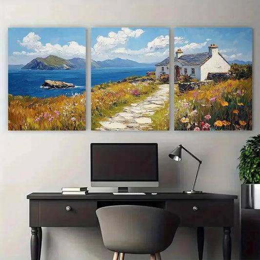 3pcs Ring of Kerry Ireland Countryside House Metal Print Ready to Hang Art