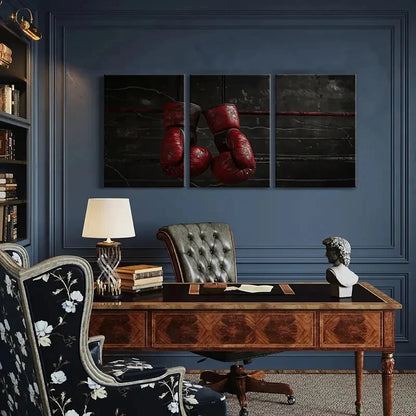 3pcs Vintage Boxing Glove Modern Wall Art Painting Metal Print Ready to Hang Art